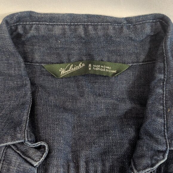 Woolrich Denim Long Sleeve Button Up Blue Women M Medium 2449 Collar Jean Shirt - Picture 3 of 15